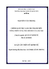 Luận án Chính sách việc làm cho thanh niên nông thôn vùng thu hồi đất ở Hà Nội