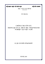 Luận án Chống chuyển giá trong quản lý thuế thu nhập doanh nghiệp tại Việt Nam
