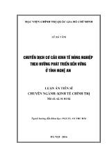 Luận án Chuyển dịch cơ cấu kinh tế nông nghiệp theo hướng phát triển bền vững ở tỉnh Nghệ An