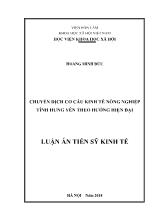 Luận án Chuyển dịch cơ cấu kinh tế nông nghiệp tỉnh Hưng Yên theo hướng hiện đại