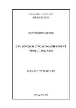 Luận án Chuyển dịch cơ cấu ngành kinh tế tỉnh Quảng Nam