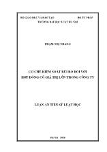 Luận án Cơ chế kiểm soát rủi ro đối với hợp đồng có giá trị lớn trong công ty