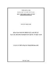 Luận án Đào tạo nguồn nhân lực sản xuất tại các doanh nghiệp Hàn Quốc ở Việt Nam