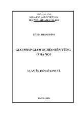 Luận án Giải pháp giảm nghèo bền vững ở Hà Nội