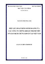 Luận án Hiệu quả hoạt động kinh doanh của các công ty chứng khoán thành viên sở giao dịch chứng khoán tại Việt Nam