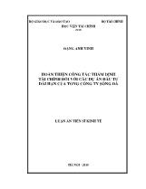 Luận án Hoàn thiện công tác thẩm định tài chính đối với các dự án đầu tư dài hạn của tổng công ty Sông Đà