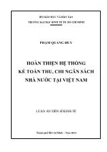 Luận án Hoàn thiện hệ thống kế toán thu, chi ngân sách nhà nước ở Việt Nam