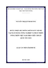 Luận án Hoàn thiện hệ thống kiểm soát nội bộ tại ngân hàng nông nghiệp và phát triển nông thôn Việt Nam theo tiêu chuẩn quốc tế CoSo