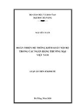 Luận án Hoàn thiện hệ thống kiểm soát nội bộ trong các ngân hàng thương mại Việt Nam