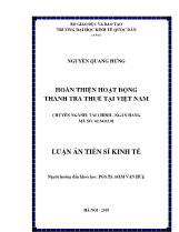 Luận án Hoàn thiện hoạt động thanh tra thuế tại Việt Nam