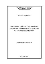 Luận án Hoàn thiện kiểm soát nội bộ trong các doanh nghiệp sản xuất giấy nhỏ và vừa miền bắc Việt Nam