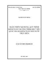 Luận án Hoàn thiện nội dung, quy trình kiểm toán chương trình mục tiêu quốc gia do kiểm toán nhà nước thực hiện