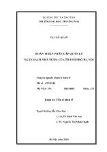 Luận án Hoàn thiện phân cấp quản lý ngân sách nhà nước của thành phố Hà Nội