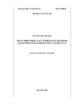Luận án Hoàn thiện pháp luật về kiểm soát ban hành quyết định hành chính ở Việt Nam hiện nay