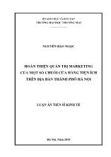 Luận án Hoàn thiện quản trị marketing của một số chuỗi cửa hàng tiện ích trên địa bàn thành phố Hà Nội