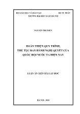 Luận án Hoàn thiện quy trình, thủ tục ban hành nghị quyết của quốc hội nước ta hiện nay
