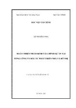 Luận án Hoàn thiện thẩm định tài chính dự án tại tổng công ty đầu tư phát triển nhà và đô thị