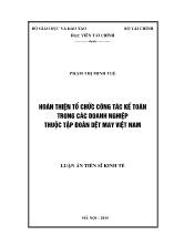 Luận án Hoàn thiện tổ chức công tác kế toán trong các doanh nghiệp thuộc tập đoàn dệt may Việt Nam