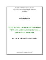 Luận án Investigating the competitiveness of Vietnam’s agricultural sector: a multi - Level approach