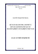 Luận án Kế toán doanh thu, chi phí và kết quả kinh doanh tại các doanh nghiệp lâm nghiệp ở Việt Nam