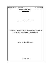 Luận án Kế toán môi trường tại các doanh nghiệp khai thác khoáng sản trên địa bàn tỉnh Bình Định