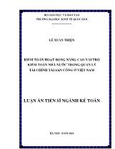 Luận án Kiểm toán hoạt động nâng cao vai trò kiểm toán nhà nước trong quản lý tài chính tài sản công ở Việt Nam