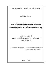 Luận án Kinh tế nông thôn phát triển bền vững tại các huyện phía tây của thành phố Hà Nội