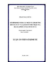 Luận án Mô hình phân tích các nhân tố ảnh hưởng đến xuất cư và lợi ích về thu nhập của hộ gia đình có người xuất cư