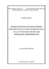 Luận án Mở rộng tín dụng ngân hàng để phát triển bền vững cây công nghiệp dài ngày của các ngân hàng thương mại trên địa bàn tỉnh Bình Dương