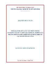 Luận án Mối quan hệ giữa các tác nhân trong logistics ngược và kết quả kinh tế: Nghiên cứu trường hợp doanh nghiệp bán lẻ hàng điện tử tại thành phố Đà Nẵng