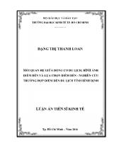 Luận án Mối quan hệ giữa động cơ du lịch, hình ảnh điểm đến và lựa chọn điểm đến - Nghiên cứu trường hợp điểm đến du lịch tỉnh Bình Định