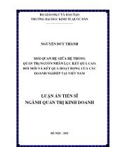 Luận án Mối quan hệ giữa hệ thống quản trị nguồn nhân lực kết quả cao, đổi mới và kết quả hoạt động của các doanh nghiệp tại Việt Nam