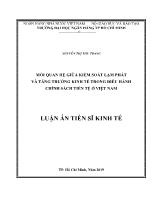 Luận án Mối quan hệ giữa kiểm soát lạm phát và tăng trưởng kinh tế trong điều hành chính sách tiền tệ ở Việt Nam