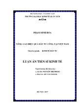 Luận án Nâng cao hiệu quả đầu tư công tại Việt Nam