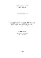 Luận án Nâng cao năng lực cạnh tranh điểm đến du lịch ở Bạc Liêu