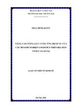 Luận án Nâng cao năng lực cung ứng dịch vụ của các doanh nghiệp logistics trên địa bàn tỉnh Cao Bằng