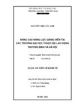 Luận án Nâng cao năng lực giảng viên tại các trường đại học thuộc bộ lao động thương binh và xã hội