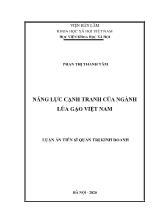 Luận án Năng lực cạnh tranh của ngành lúa gạo Việt Nam