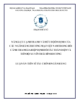 Luận án Năng lực cạnh tranh và mức độ ổn định của các ngân hàng thương mại Việt Nam trong bối cảnh tham gia hiệp định đối tác toàn diện và tiến bộ xuyên thái Bình Dương