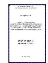 Luận án Nghiên cứu ảnh hưởng của thông tin chênh lệch tỷ giá hối đoái trong Báo cáo tài chính đến giá cổ phiếu của các công ty phi tài chính niêm yết trên thị trường chứng khoán Việt Nam