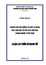 Luận án Nghiên cứu ảnh hưởng tố chất cá nhân nhà lãnh đạo tới kết quả lãnh đạo doanh nghiệp ở Việt Nam