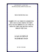 Luận án Nghiên cứu các nhân tố ảnh hưởng đến chất lượng thông tin trên Báo cáo tài chính của các công ty niêm yết trên thị trường chứng khoán Việt Nam