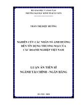 Luận án Nghiên cứu các nhân tố ảnh hưởng đến tín dụng thương mại của các doanh nghiệp Việt Nam