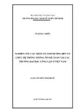 Luận án Nghiên cứu các nhân tố ảnh hưởng đến tổ chức hệ thống thông tin kế toán tại các trường đại học công lập ở Việt Nam