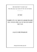 Luận án Nghiên cứu các nhân tố ảnh hưởng đến việc áp dụng ifrs tại các doanh nghiệp Việt Nam