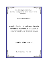 Luận án Nghiên cứu các yếu tố ảnh hưởng đến phát triển nguồn nhân lực của các doanh nghiệp may tỉnh Tiền Giang