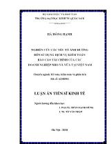 Luận án Nghiên cứu các yếu tố ảnh hưởng đến sử dụng dịch vụ kiểm toán Báo cáo tài chính của các doanh nghiệp nhỏ và vừa tại Việt Nam