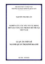 Luận án Nghiên cứu các yếu tố tác động đến gia tăng giá trị đất đô thị tại Việt Nam