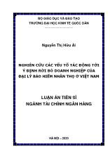 Luận án Nghiên cứu các yếu tố tác động tới ý định rời bỏ doanh nghiệp của đại lý bảo hiểm nhân thọ ở Việt Nam