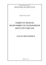 Luận án Nghiên cứu đánh giá doanh nghiệp vận tải hành khách bằng ô tô ở Việt Nam
